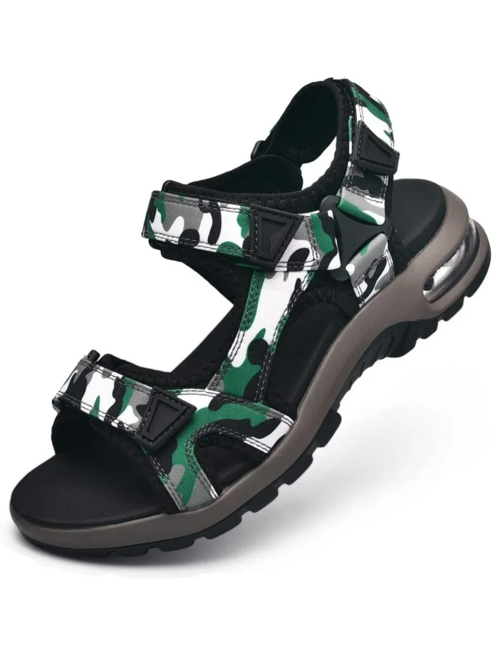 Men Green White Athletic Sandals Open Toe Hiking Outdoor Non-slip Sandals Casual